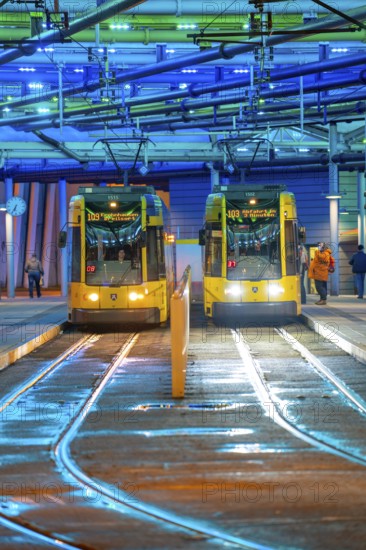 Ruhrbahn trams, at Essen-Steele S-Bahn station, interface between rail transport and tram and bus