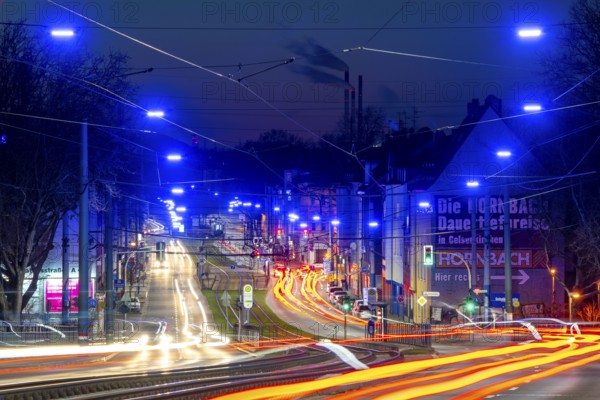 The Blue Ribbon, a light installation along Kurt-Schumacher-Straße, in Gelsenkirchen Schalke, 2.7