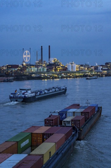 Backdrop of Chempark Leverkusen, Bayer Leverkusen, chemical park, chemical plant, river Rhine,