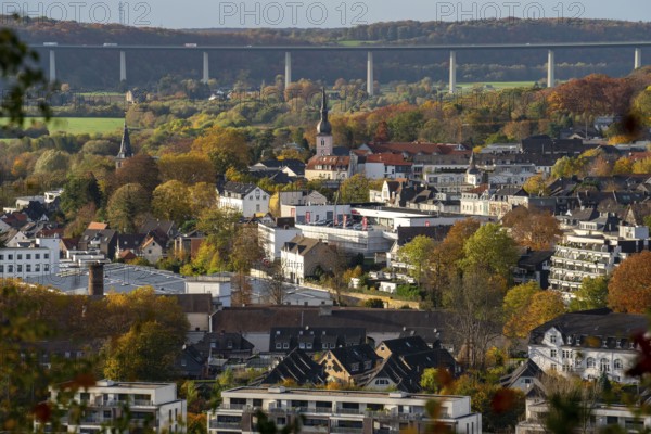 View of Essen-Kettwig, on the Ruhr, in front new development area, Am Kettwiger Ruhrbogen, on the