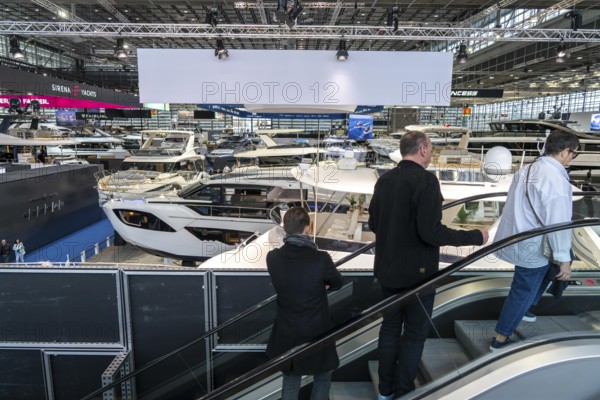 Large yachts, luxury yachts, in Hall 6 of BOOT 2024, the world's largest yacht and water sports