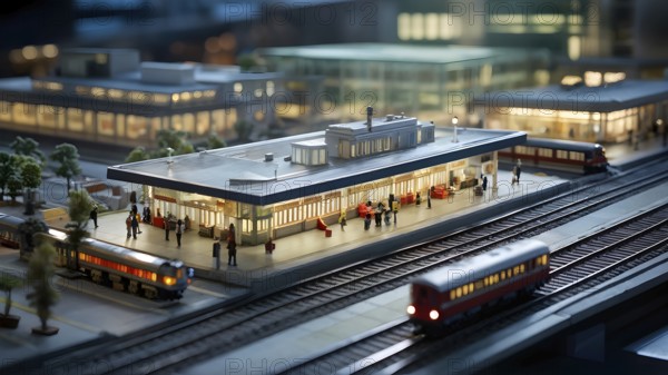 Scale model of a railway station, AI generated