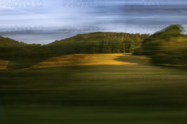 Long exposure from a moving train, Hannoversch Münden, Lower Saxony, Germany, Europe