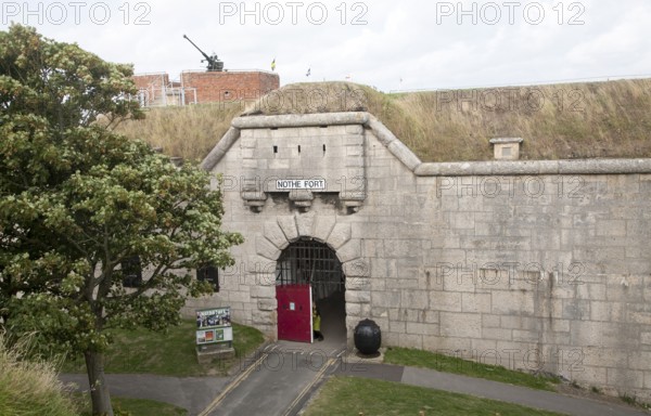Entrance doorway to Nothe Fort built in 1872 Weymouth, Dorset, England, United Kingdom, Europe