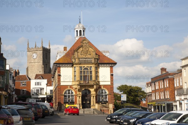 Town Hall and High Street, Marlborough, Wiltshire, England, United Kingdom, Europe