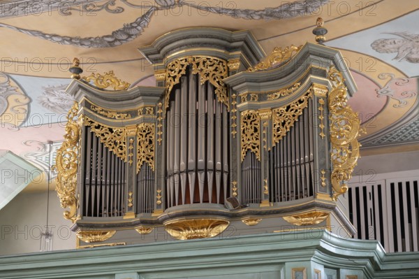 Organ built in 1976 in the Protestant parish church, built 1733-1748, Hauptstr. 44, Betzenstein,