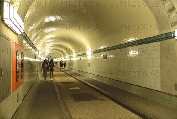 Europe, Germany, Hamburg, City, Harbour, Old Elbe Tunnel under the Elbe, restored east tunnel,