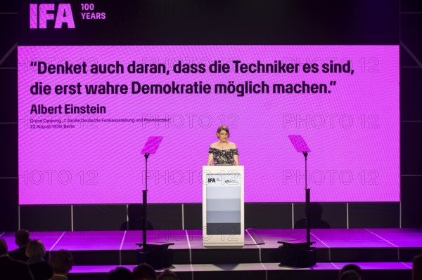 Sara Warneke, Managing Director of gfu Consumer & Home Electronics GmbH speaks at the opening gala