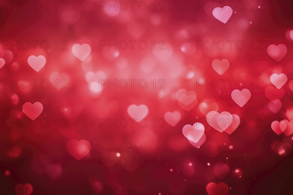 A romantic and dreamy background featuring heart-shaped bokeh lights, perfect for Valentine's Day