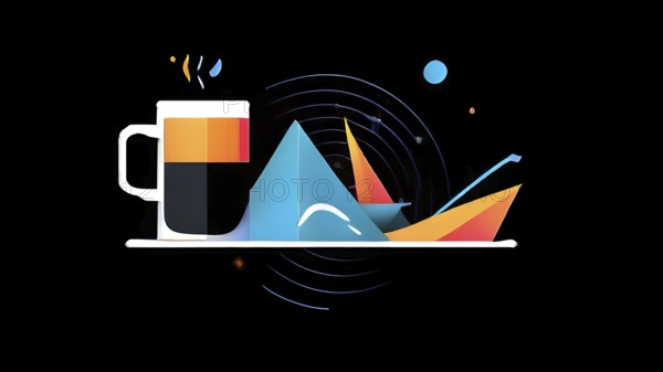 Abstract illustration wallpaper symbolizing the essence of mobile working, AI generated