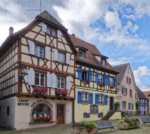 Leon Meyer winery on Saint-Leon square in the centre of Eguisheim in Alsace. Well-kept