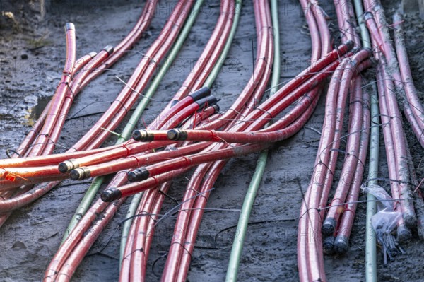 Power lines, underground cable strands that transport energy from wind turbines to central