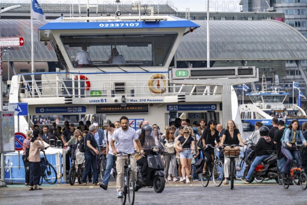 GVB ferries for pedestrians and cyclists across the river Ij, to Amsterdam Centraal station, free