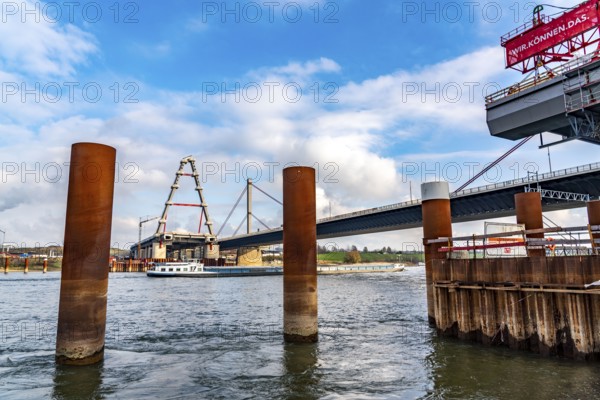 New construction of the A1 motorway bridge over the Rhine near Leverkusen, after completion of the