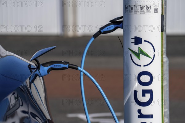 Electric car fast charging station, from the Dutch provider PowerGo, in the ferry harbour of