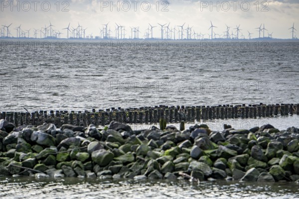 North Sea, Spiekeroog Island, autumn, coastal protection in the west of the island, breakwater,