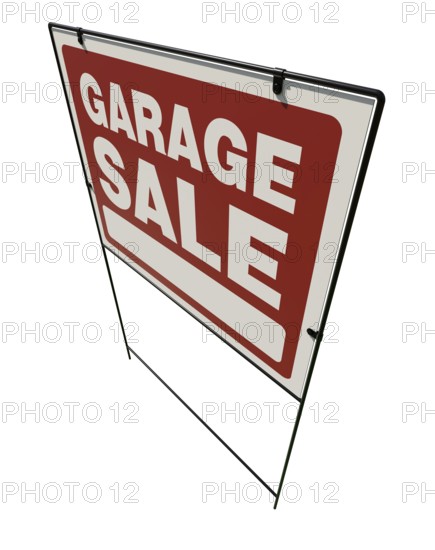 Left facing garage yard sign isolated on a white background