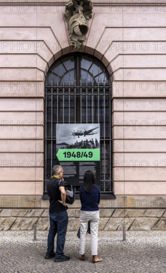 Exhibition information on the windows of the German Historical Museum, Berlin, Germany, Europe