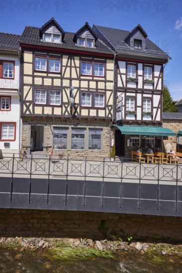 Historic half-timbered houses in the pedestrian zone of the old town centre of Bad Münstereifel,