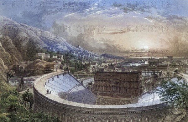 Ancient Ephesus from above the Theatre, restored from plans and measurements taken on the spot