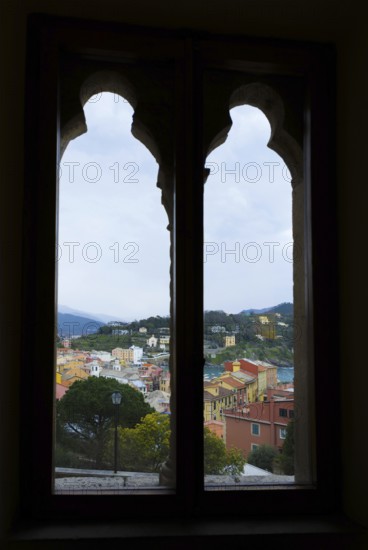 Window View over City of Sestri Levante, Liguria, Italy, Europe