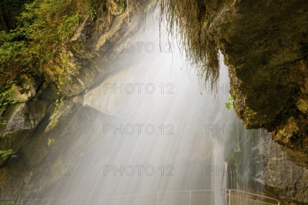 The Giessbach Waterfall on the Mountain Side in Long Exposure in Brienz, Bern Canton, Switzerland,