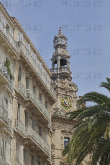 Villa with clock tower, medallion and balcony railing, house, Rue Racine, Place Victor Hugo,