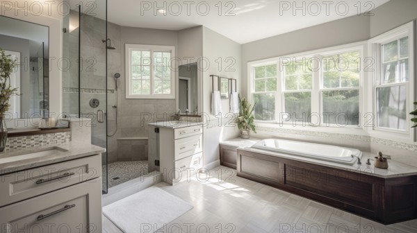 Luxurious custom bathroom upgrade interior, generative AI, AI generated