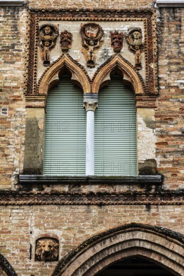 Palaces on the old town streets, medieval old town, Portogruaro, Veneto, Friuli, Italy,