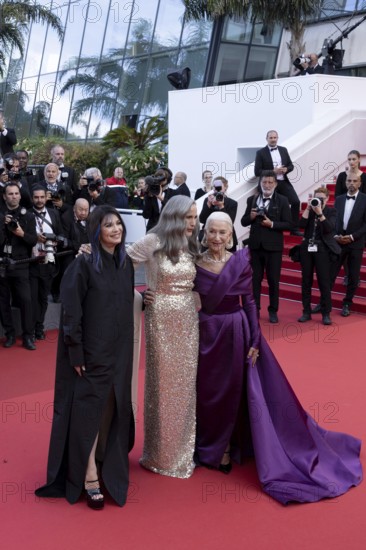 Cannes, France, 24.5.2024: Iris Berben, Andie MacDowell and Dame Helen Mirren at the premiere of La