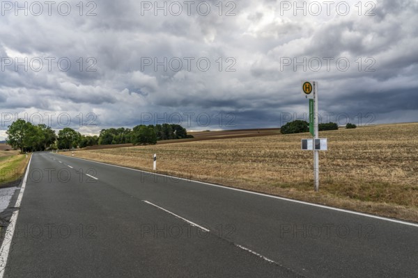 Single stop of bus line 510 between Korbach and Bad Wildungen, country road near Waldeck in North