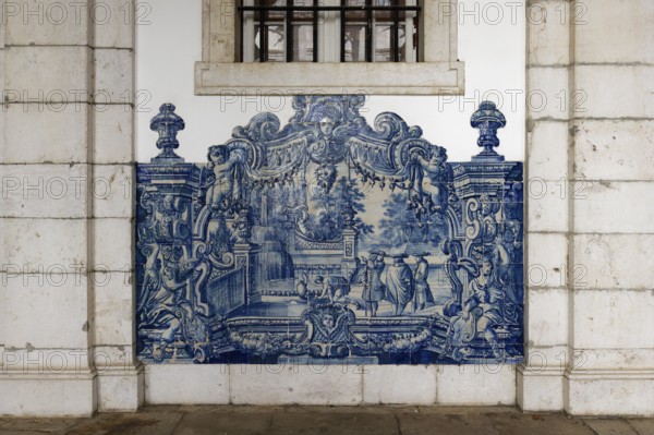 Church and Monastery of Sao Vicente de Fora, Panel of Azulejo tiles in the Cloister, Lisbon,
