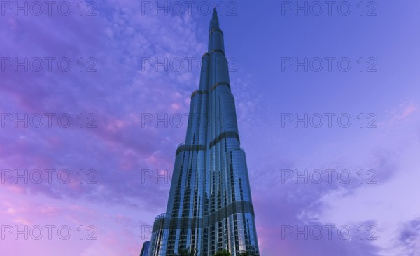 Burj Khalifa skyscraper in Dubai downtown financial center, the tallest building in the world