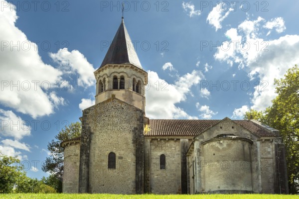 Biozat. Saint-Symphorien Romanesque Church on the road of painted churches in Bourbonnais. Allier.