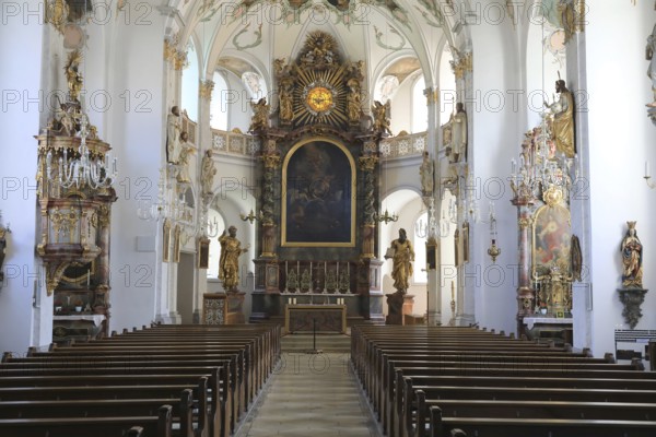 Parish Church of St Magdalena, Interior, Altar, Fürstenfeldbruck, Upper Bavaria, Bavaria, Germany,