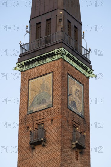 Tower of the Scandic Palace Hotel with mosaics, on City Hall Square, Copenhagen, Denmark, Europe