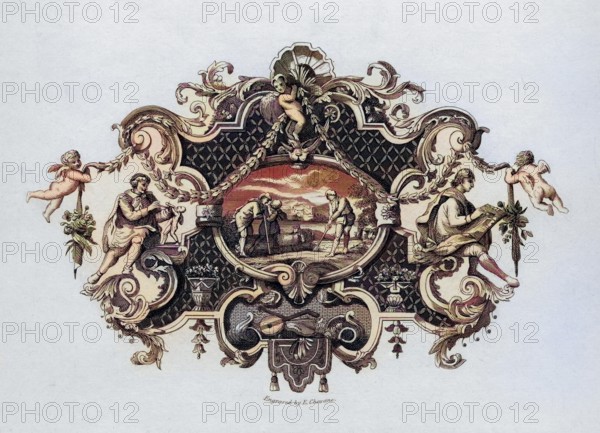 Abdruck von einem Silberkrug / Impression from a silver tankard Designed by Hogarth from The Works