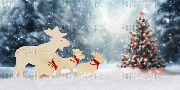 Christmas card Christmas card with reindeer moose panorama and textfreiraum Copyspace in Stuttgart,