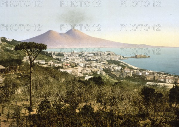 Naples and Mount Vesuvius, Vesuvius, Italy, Naples and Mount Vesuvius, Italy, Historical, digitally