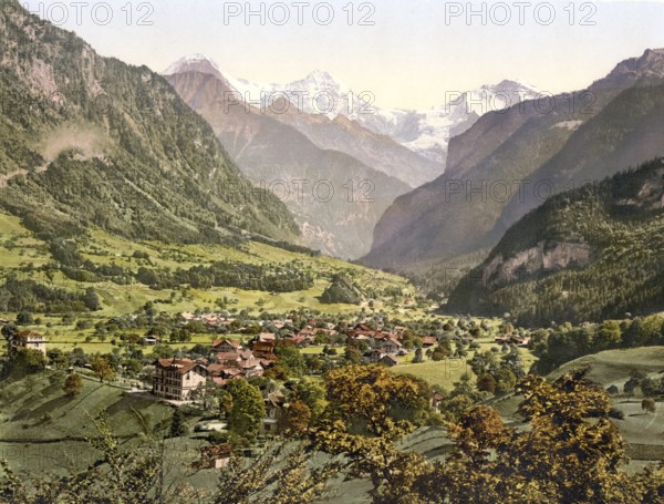 Wilderswil, Bernese Oberland, Switzerland, Historic, digitally restored reproduction from a 19th