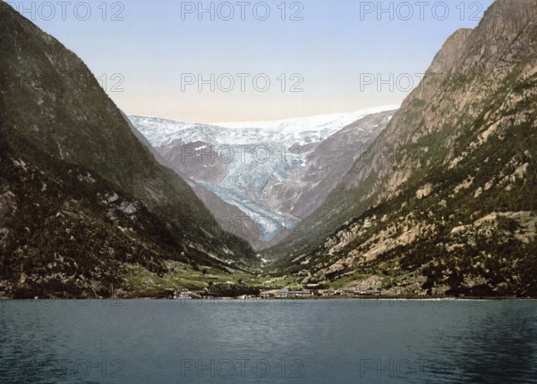 Buerbrae, Buarbreen, Glacier, Odde, Odda, Hardangerfjord, Norway, View from 1885, Historical,