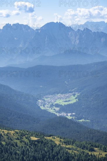 Padola, view from the Carnic main ridge, Italy, Europe