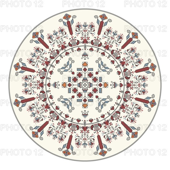 Traditional Bulgarian embroidery design element over white background