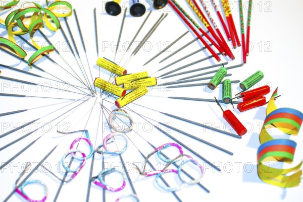 Sparklers, Bengal light, in different variations, grey and colourful, and different small