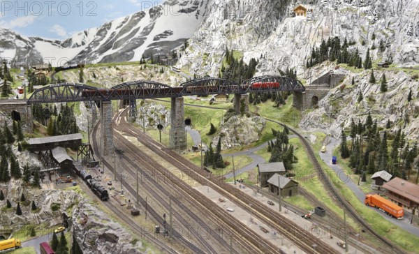 Bridges in the model railway layout at Miniatur Wunderland Hamburg, Germany, Europe
