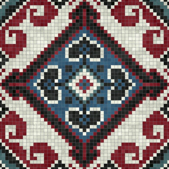 Mosaic tiles decorative background, seamless repeating vector pattern template for wallpaper,