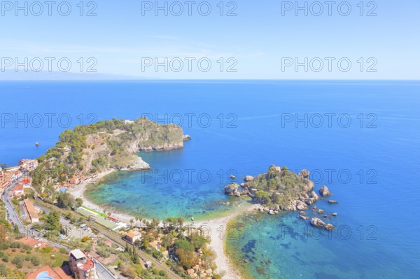Isola Bella, high angle view, Taormina, Sicily, Italy, Europe