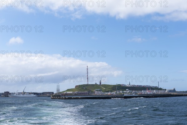 View from south-west to the offshore island of Heligoland, harbour facilities, cliff coast,