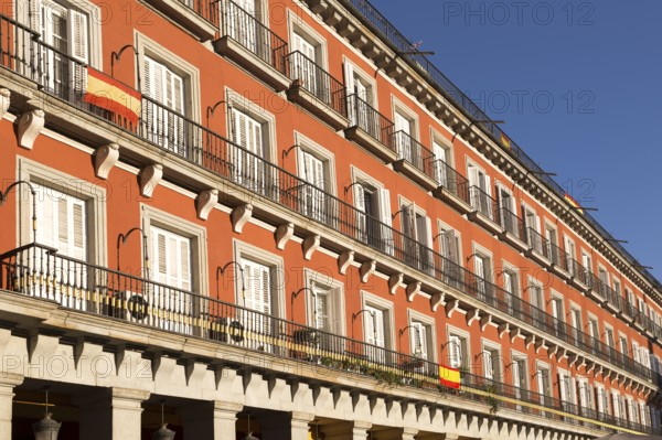 Plaza Mayor, Madrid, Spain designed 1619 Juan Gomez de Mora central square tourist attraction in