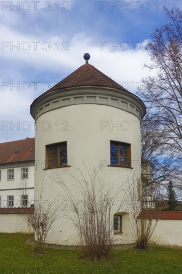 Meßkirch Castle, Castle of the Counts of Zimmern, Zimmern Castle, small round tower, castle wall,